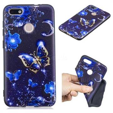 Phnom Penh Butterfly 3D Embossed Relief Black TPU Cell Phone Back Cover for Huawei P9 Lite Mini (Y6 Pro 2017)