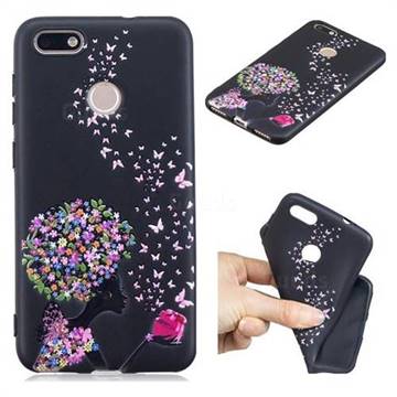 Corolla Girl 3D Embossed Relief Black TPU Cell Phone Back Cover for Huawei P9 Lite Mini (Y6 Pro 2017)