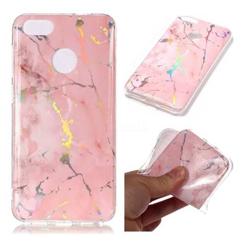 Powder Pink Marble Pattern Bright Color Laser Soft TPU Case for Huawei P9 Lite Mini (Y6 Pro 2017)