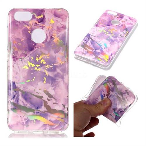 Purple Marble Pattern Bright Color Laser Soft TPU Case for Huawei P9 Lite Mini (Y6 Pro 2017)