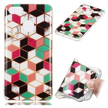 Three-dimensional Square Soft TPU Marble Pattern Phone Case for Huawei P9 Lite Mini (Y6 Pro 2017)