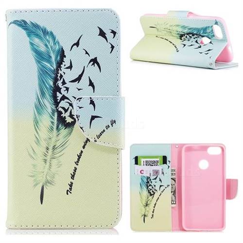 Feather Bird Leather Wallet Case for Huawei P9 Lite Mini (Y6 Pro 2017)