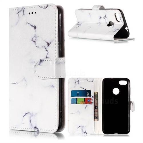 Soft White Marble PU Leather Wallet Case for Huawei P9 Lite Mini (Y6 Pro 2017)
