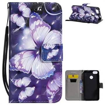 Violet butterfly 3D Painted Leather Wallet Case for Huawei P9 Lite Mini (Y6 Pro 2017)
