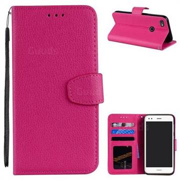 Litchi Pattern PU Leather Wallet Case for Huawei P9 Lite Mini (Y6 Pro 2017) - Rose