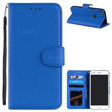 Litchi Pattern PU Leather Wallet Case for Huawei P9 Lite Mini (Y6 Pro 2017) - Blue