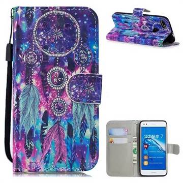 Star Wind Chimes 3D Painted Leather Wallet Phone Case for Huawei P9 Lite Mini (Y6 Pro 2017)