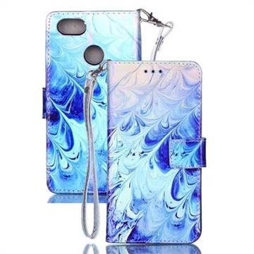 Blue Feather Blue Ray Light PU Leather Wallet Case for Huawei P9 Lite Mini (Y6 Pro 2017)