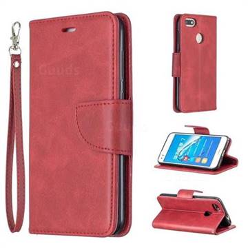 Classic Sheepskin PU Leather Phone Wallet Case for Huawei P9 Lite Mini (Y6 Pro 2017) - Red