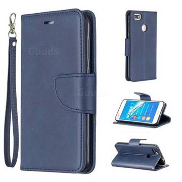 Classic Sheepskin PU Leather Phone Wallet Case for Huawei P9 Lite Mini (Y6 Pro 2017) - Blue