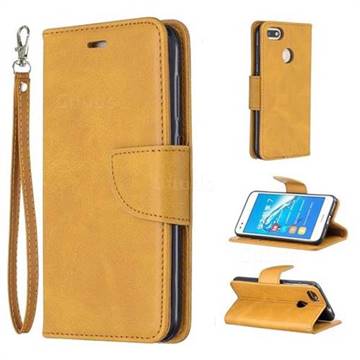 Classic Sheepskin PU Leather Phone Wallet Case for Huawei P9 Lite Mini (Y6 Pro 2017) - Yellow