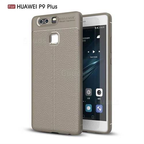 Luxury Auto Focus Litchi Texture Silicone TPU Back Cover for Huawei P9 Plus P9plus - Gray