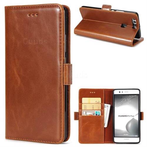 Luxury Crazy Horse PU Leather Wallet Case for Huawei P9 Plus P9plus - Brown
