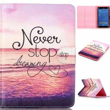 8 inch Universal Tablet Flip Cover Folio Stand Leather Wallet Case - Never Stop Dreaming