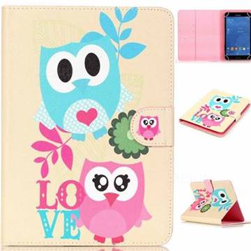 8 inch Universal Tablet Flip Cover Folio Stand Leather Wallet Case - Owl Lovers