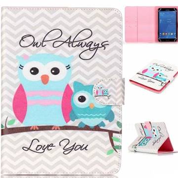 8 inch Universal Tablet Flip Cover Folio Stand Leather Wallet Case - Owls Always Love You