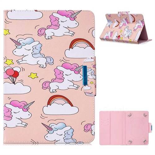 8 inch Universal Tablet Flip Cover Folio Stand Leather Wallet Tablet Case - Cloud Unicorn
