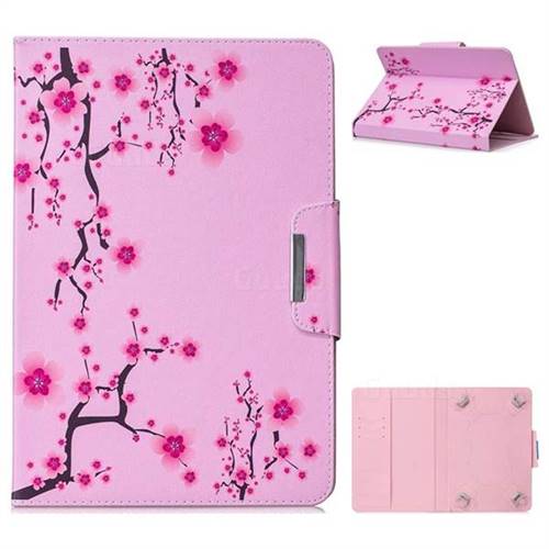 10 Inch Universal Tablet Flip Cover Folio Stand Leather Wallet Tablet Case - Watercolor Plum