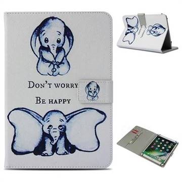 Be Happy Elephant Pattern Universal 10 inch Tablet Flip Folio Stand Leather Wallet Tablet Case Cover