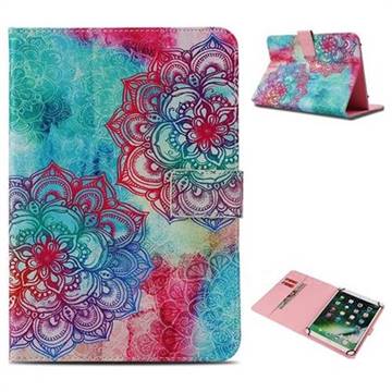 Fire Red Flower Pattern Universal 10 inch Tablet Flip Folio Stand Leather Wallet Tablet Case Cover