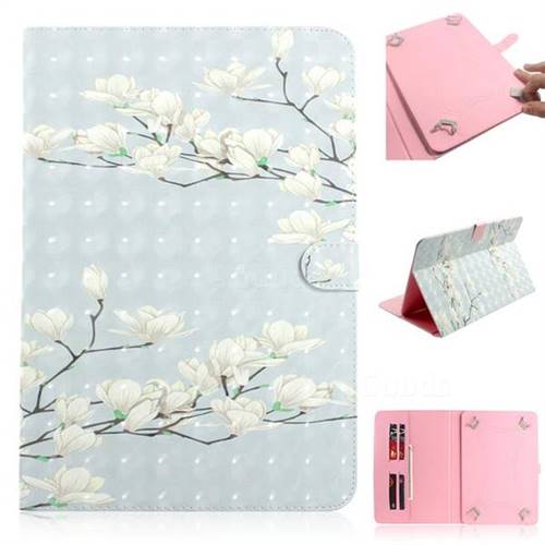Magnolia Flower 3D Painted Universal 10 inch Tablet Flip Folio Stand Leather Wallet Tablet Case Cover