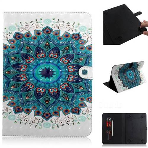 Peacock Mandala 3D Painted Universal 10 inch Tablet Flip Folio Stand Leather Wallet Tablet Case Cover