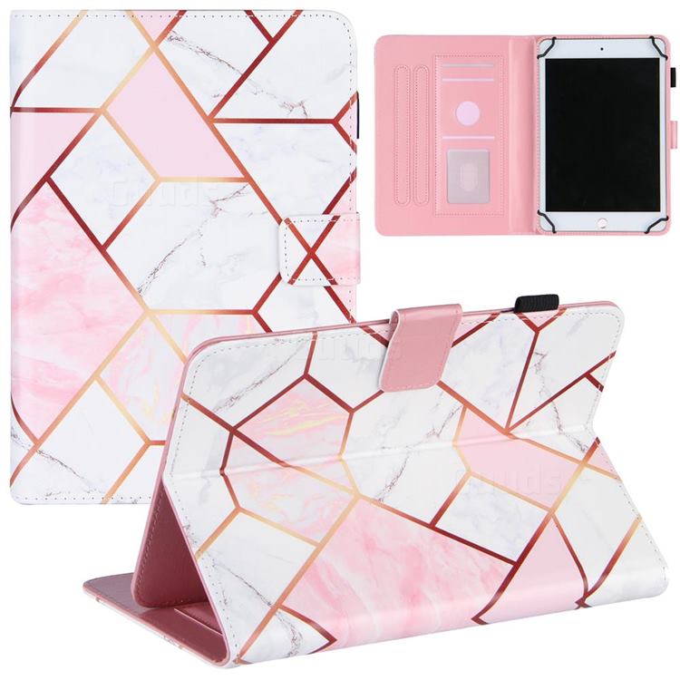 7 inch Universal Tablet Cover Pink White Stitching Color Marble Leather Flip Cover