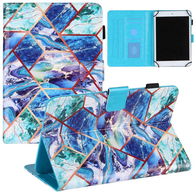 7 inch Universal Tablet Cover Green and Blue Stitching Color Marble Leather Flip Cover