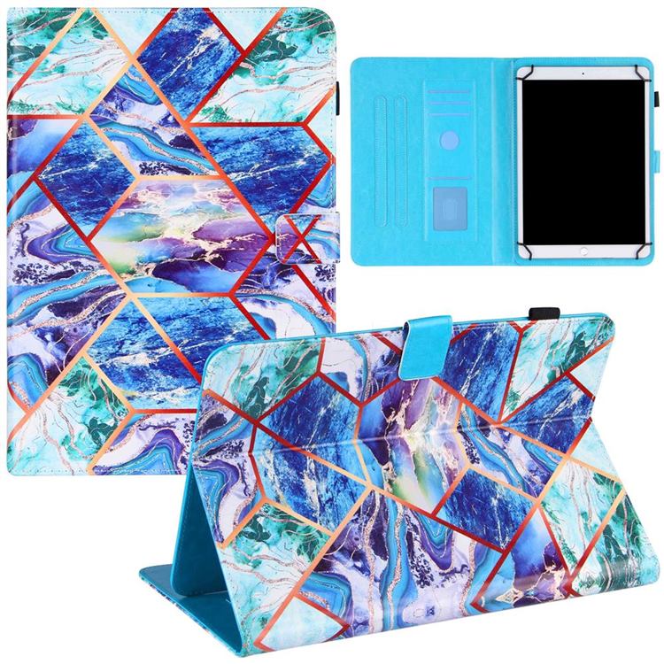 10 inch Universal Tablet Cover Green and Blue Stitching Color Marble Leather Flip Cover
