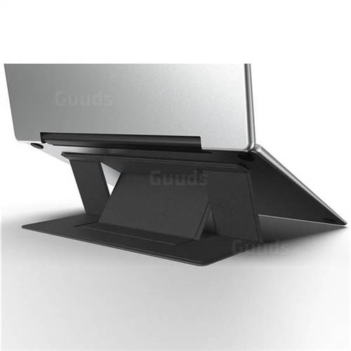 Premium Universal Invisible Laptop Stand Adjustable Laptop Portable Leather Bracket Holder - Black