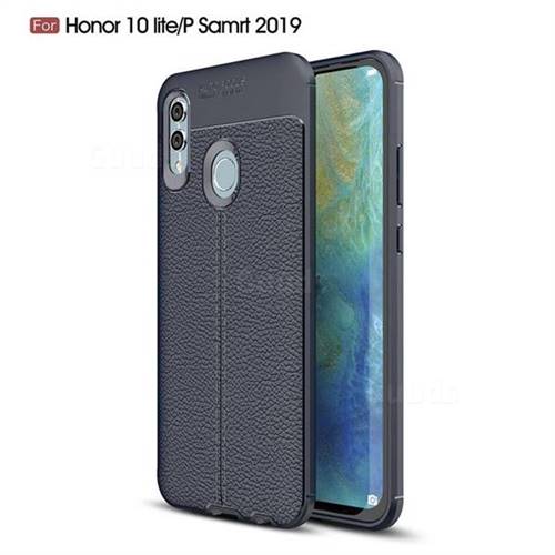 Luxury Auto Focus Litchi Texture Silicone TPU Back Cover for Huawei P Smart (2019) - Dark Blue