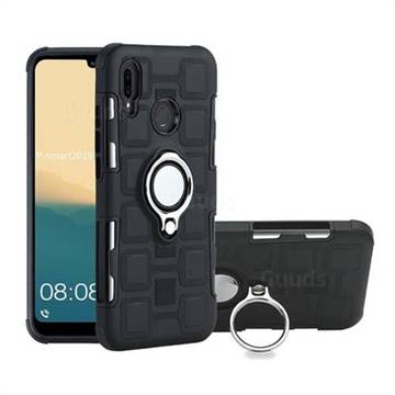 Ice Cube Shockproof PC + Silicon Invisible Ring Holder Phone Case for Huawei P Smart (2019) - Black