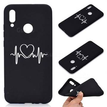 Heart Radio Wave Chalk Drawing Matte Black TPU Phone Cover for Huawei P Smart (2019)