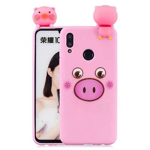 Small Pink Pig Soft 3D Climbing Doll Soft Case for Huawei P Smart (2019)