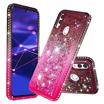 Diamond Frame Liquid Glitter Quicksand Sequins Phone Case for Huawei P Smart (2019) - Gray Pink