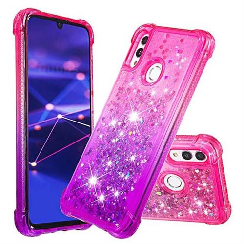 Rainbow Gradient Liquid Glitter Quicksand Sequins Phone Case for Huawei P Smart (2019) - Pink Purple