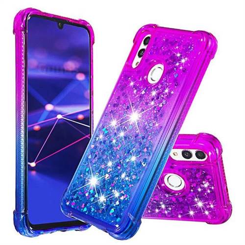 Rainbow Gradient Liquid Glitter Quicksand Sequins Phone Case for Huawei P Smart (2019) - Purple Blue
