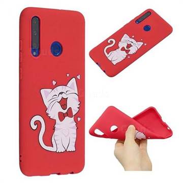 Happy Bow Cat Anti-fall Frosted Relief Soft TPU Back Cover for Huawei P Smart (2019)