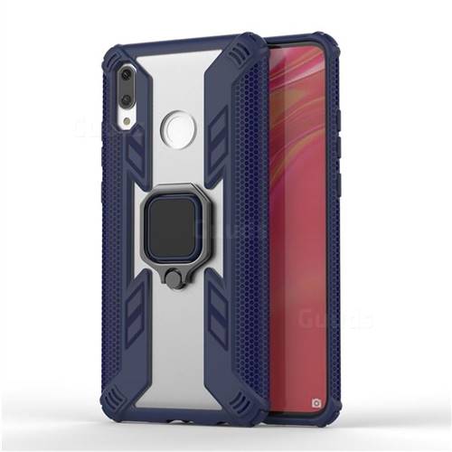 Predator Armor Metal Ring Grip Shockproof Dual Layer Rugged Hard Cover for Huawei P Smart (2019) - Blue