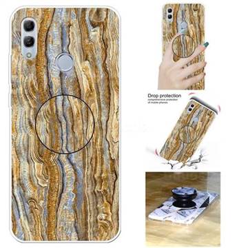 Brown Golden Marble Pop Stand Holder Varnish Phone Cover for Huawei P Smart (2019)