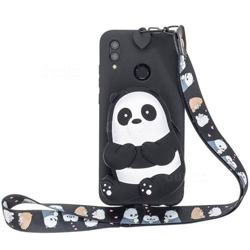 Cute Panda Neck Lanyard Zipper Wallet Silicone Case for Huawei P Smart (2019)