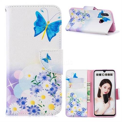 Butterflies Flowers Leather Wallet Case for Huawei P Smart (2019)