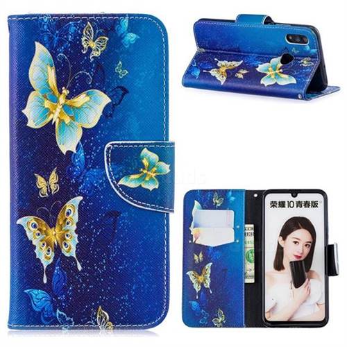 Golden Butterflies Leather Wallet Case for Huawei P Smart (2019)