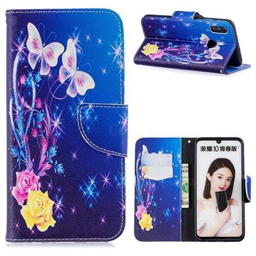 Yellow Flower Butterfly Leather Wallet Case for Huawei P Smart (2019)