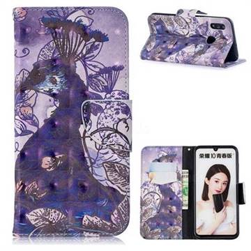 Purple Peacock 3D Painted Leather Wallet Phone Case for Huawei P Smart (2019)