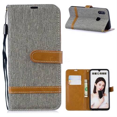 Jeans Cowboy Denim Leather Wallet Case for Huawei P Smart (2019) - Gray