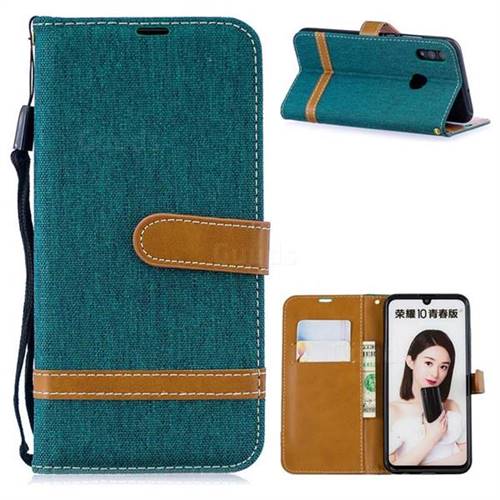Jeans Cowboy Denim Leather Wallet Case for Huawei P Smart (2019) - Green