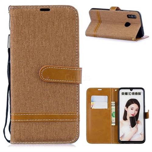 Jeans Cowboy Denim Leather Wallet Case for Huawei P Smart (2019) - Brown
