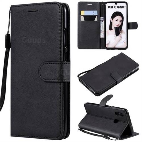 Retro Greek Classic Smooth PU Leather Wallet Phone Case for Huawei P Smart (2019) - Black