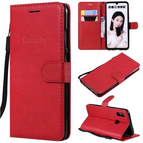Retro Greek Classic Smooth PU Leather Wallet Phone Case for Huawei P Smart (2019) - Red